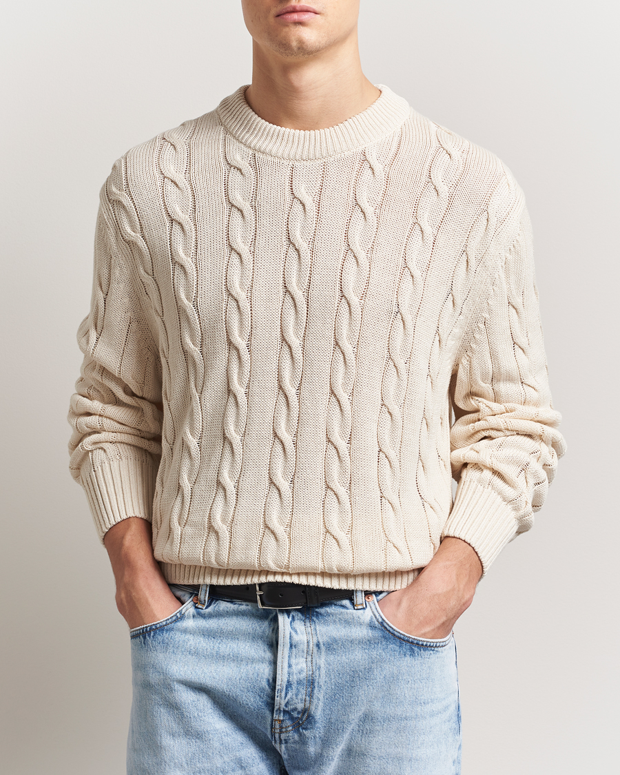 Herr | Tröjor | GANT 240 Mulberry Street | Cable Crew Neck Sweater Cream