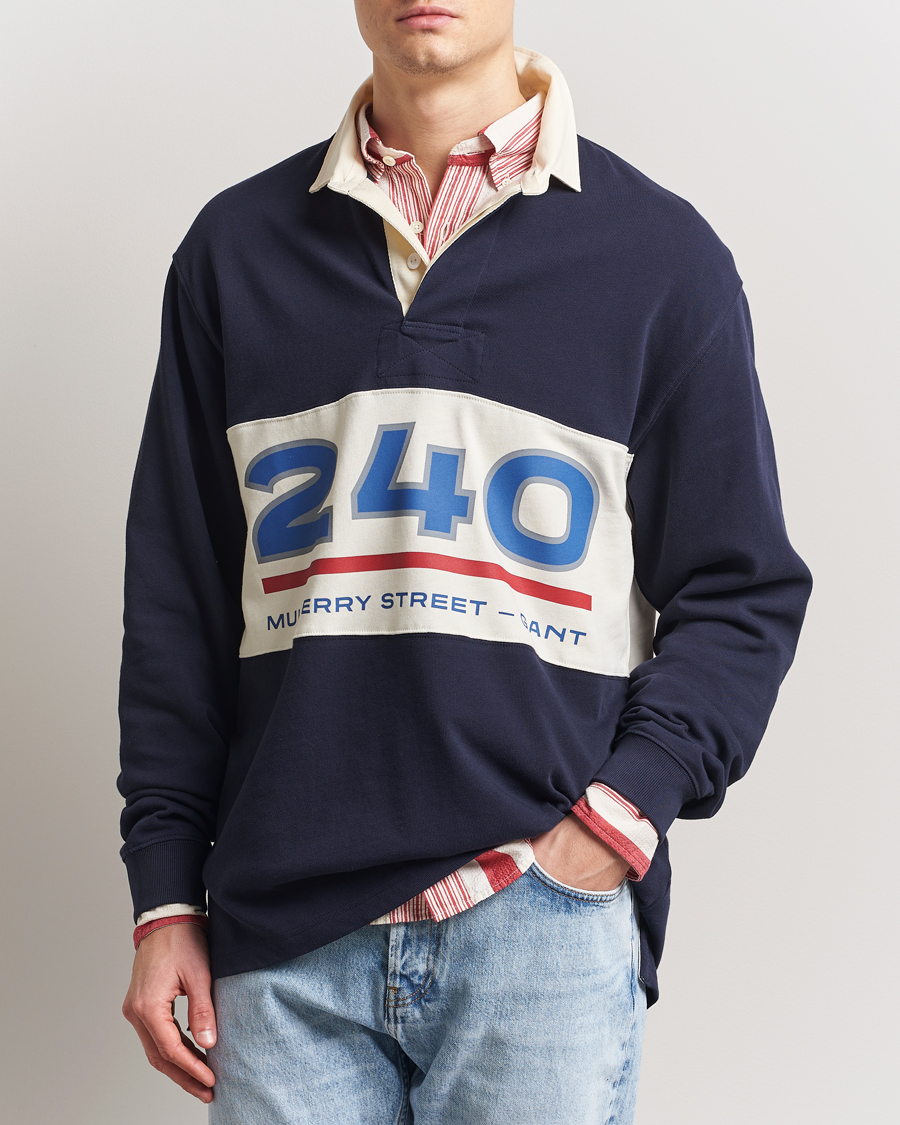 Herr | Tröjor | GANT 240 Mulberry Street | Graphic Block Heavy Rugger Evening Blue