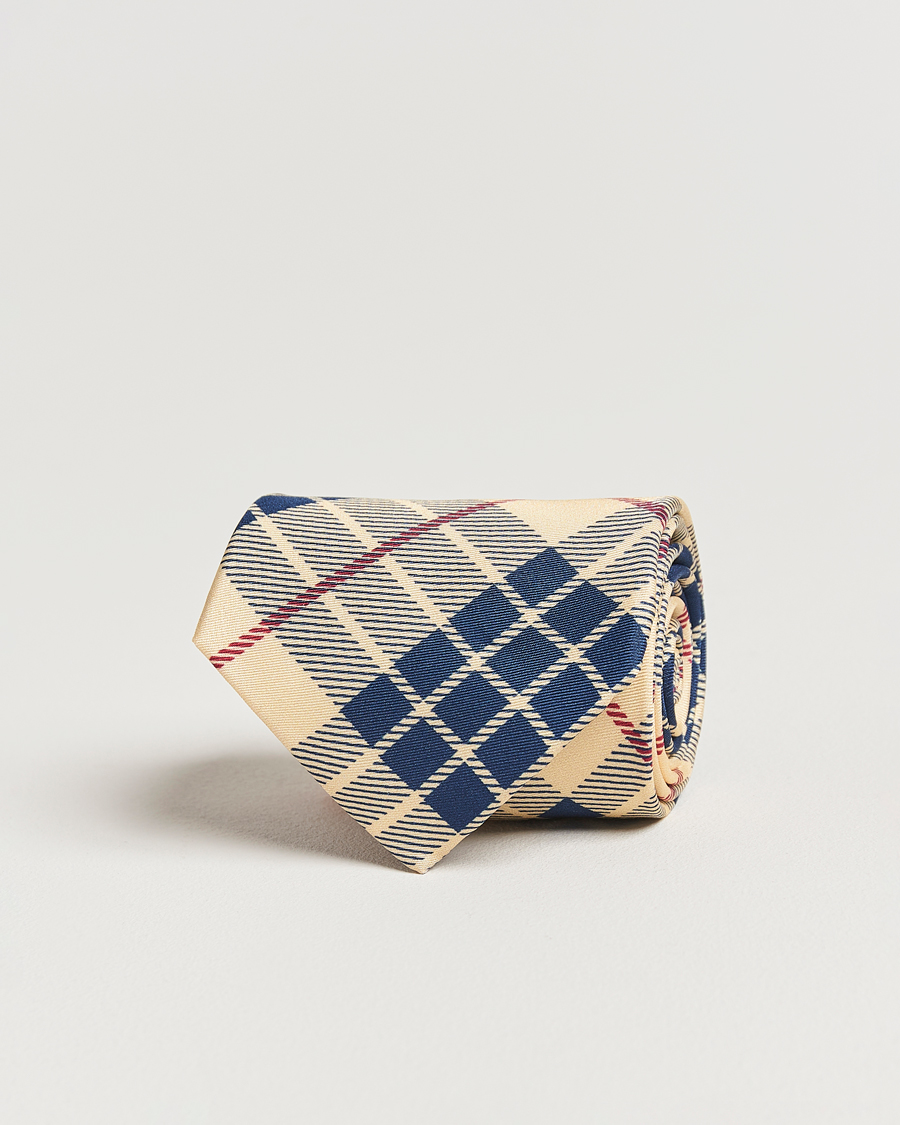 Herr | Slipsar | GANT 240 Mulberry Street | Printed Check Silk Tie Dusty Light Yellow