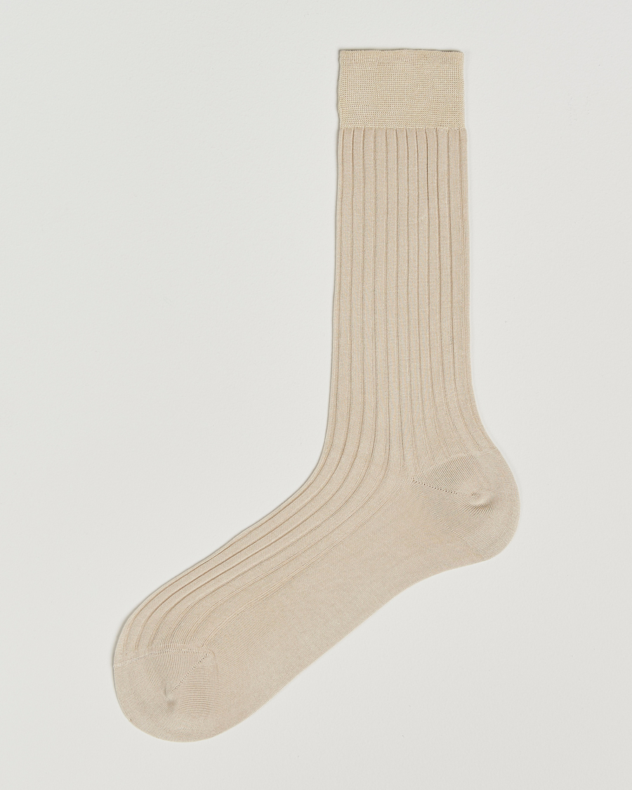 Herr | Underkläder | Bresciani | Cotton Ribbed Short Socks Light Beige