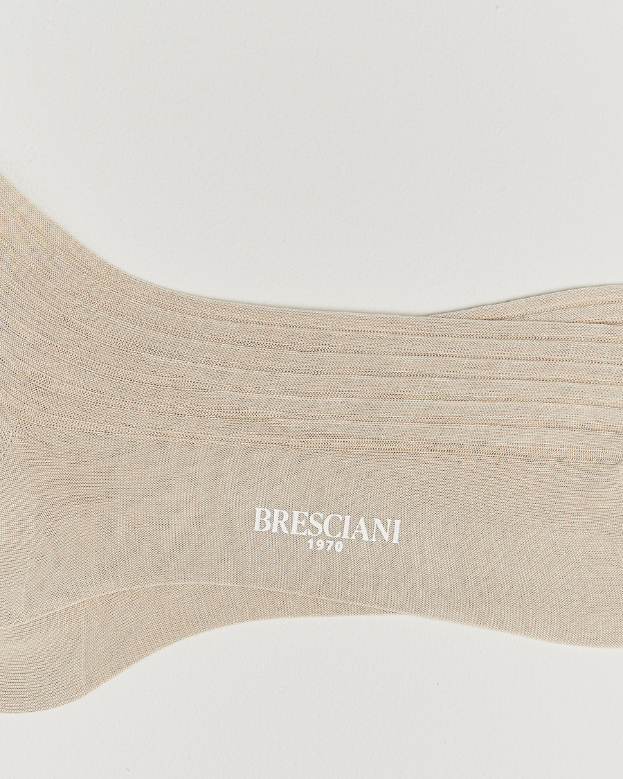 Herr | Underkläder | Bresciani | Cotton Ribbed Short Socks Light Beige
