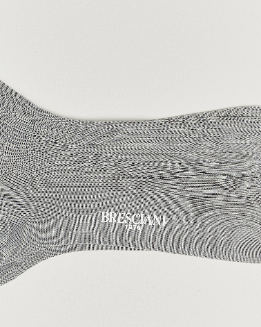Herr | Underkläder | Bresciani | Cotton Ribbed Short Socks Light Grey Melange