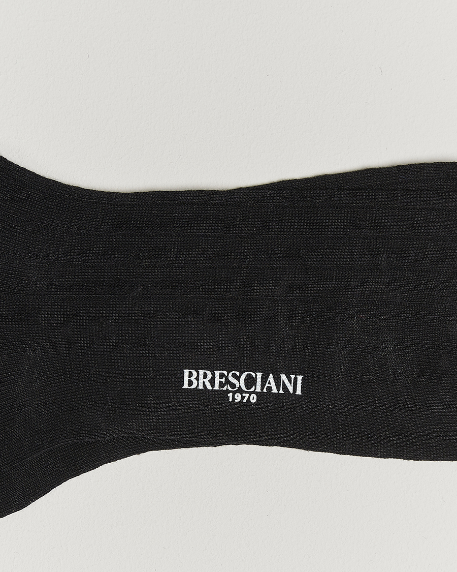 Herr | Underkläder | Bresciani | Linen Ribbed Short Socks Black