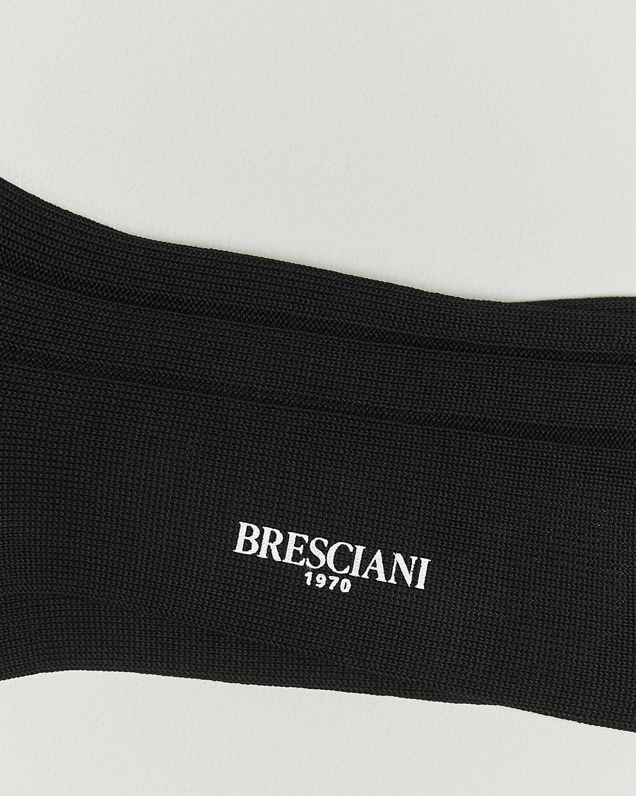 Herr | Underkläder | Bresciani | Wide Ribbed Cotton Socks Black