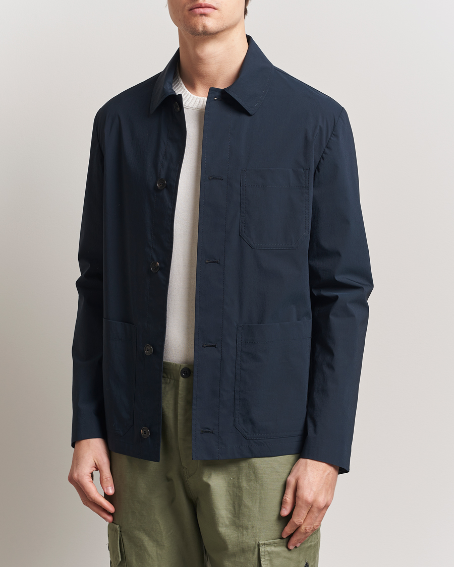 Herr | Jackor | Incotex | Cotton Poplin Shirt Jacket Navy