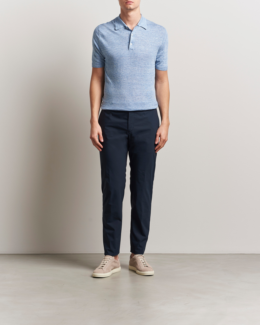 Herr | Byxor | Incotex | Cotton Poplin Drawstring Pants Navy