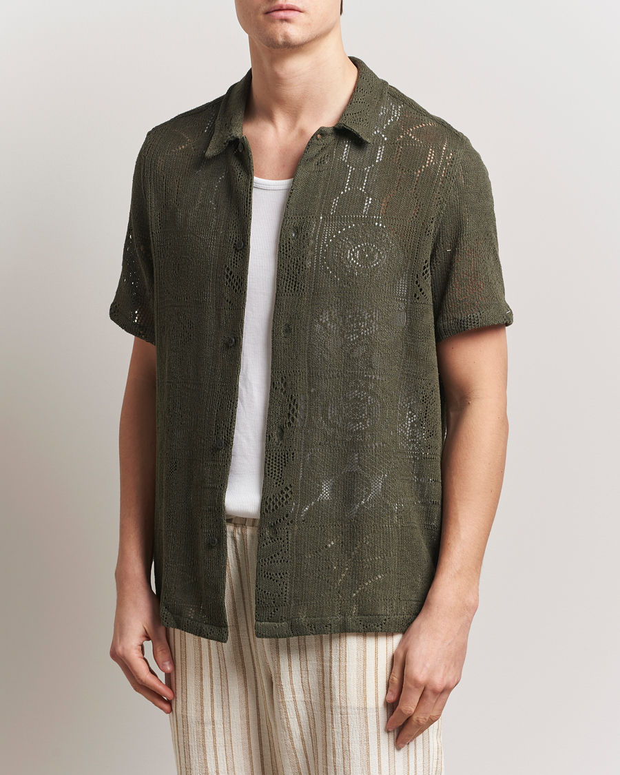 Herr | Skjortor | LES DEUX | Hector Lace Short Sleeve Shirt Green