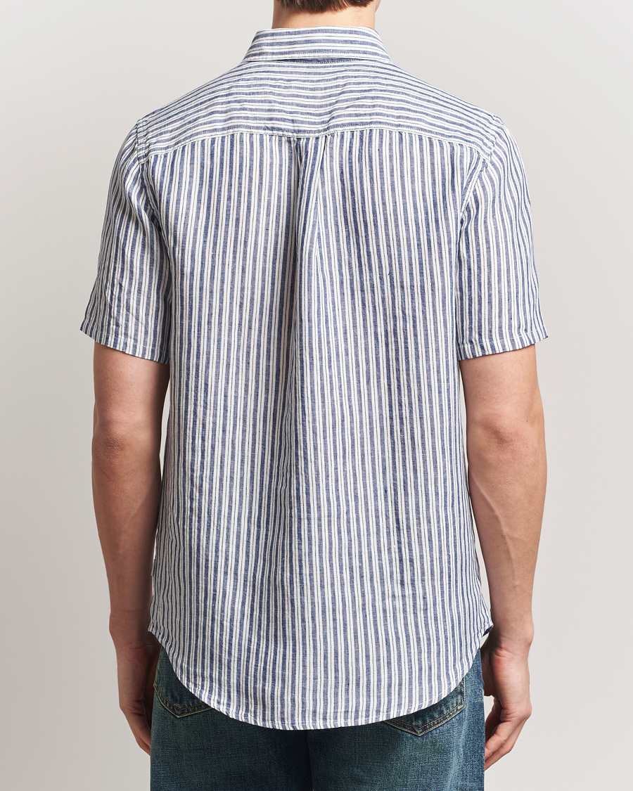 Herr | Skjortor | LES DEUX | Kris Linen Short Sleeve Shirt Ivory/Blueprint