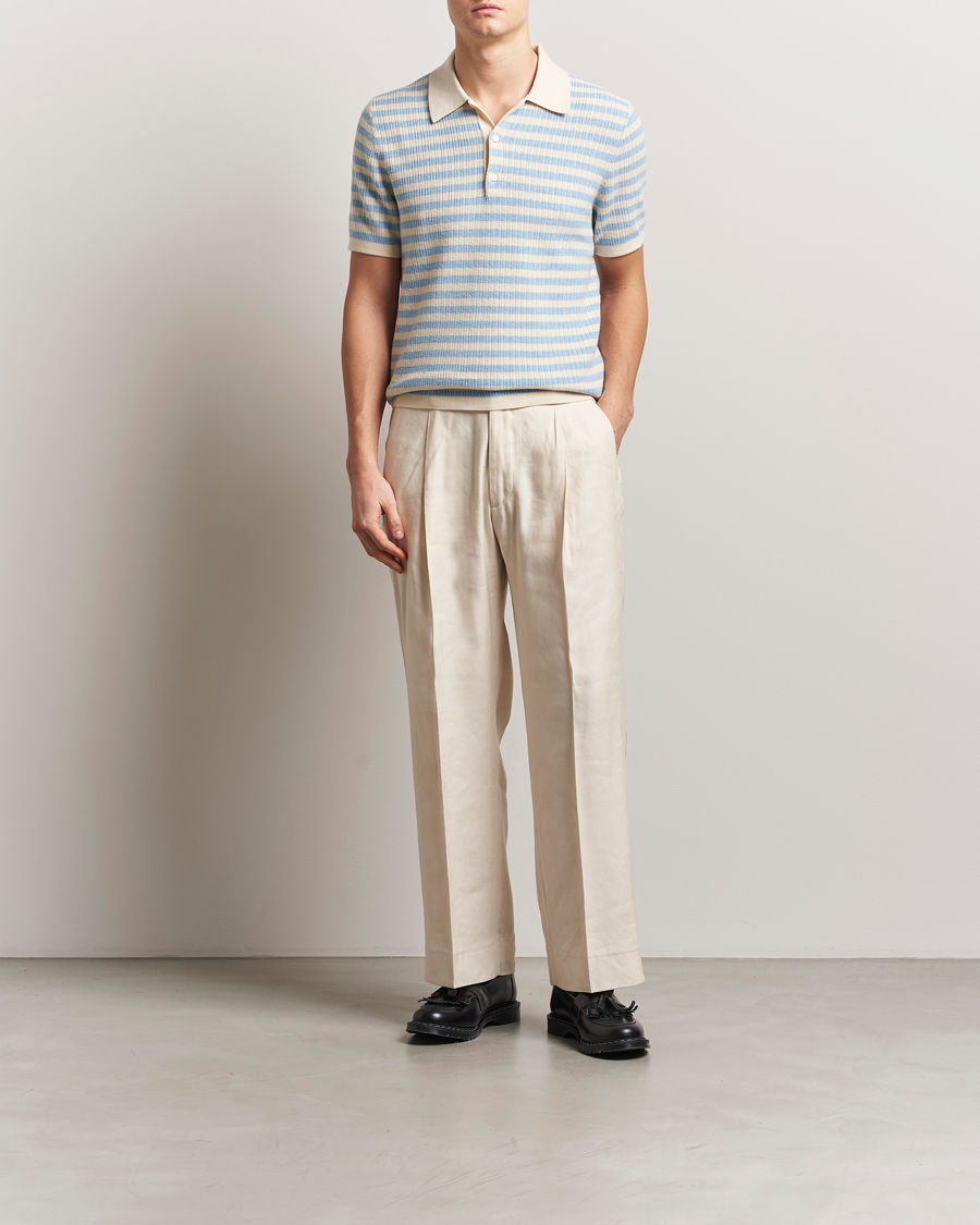 Herr | Pikéer | Tiger of Sweden | Erros Knitted Striped Polo Light Blue