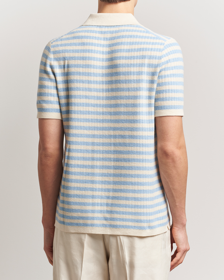 Herr | Pikéer | Tiger of Sweden | Erros Knitted Striped Polo Light Blue