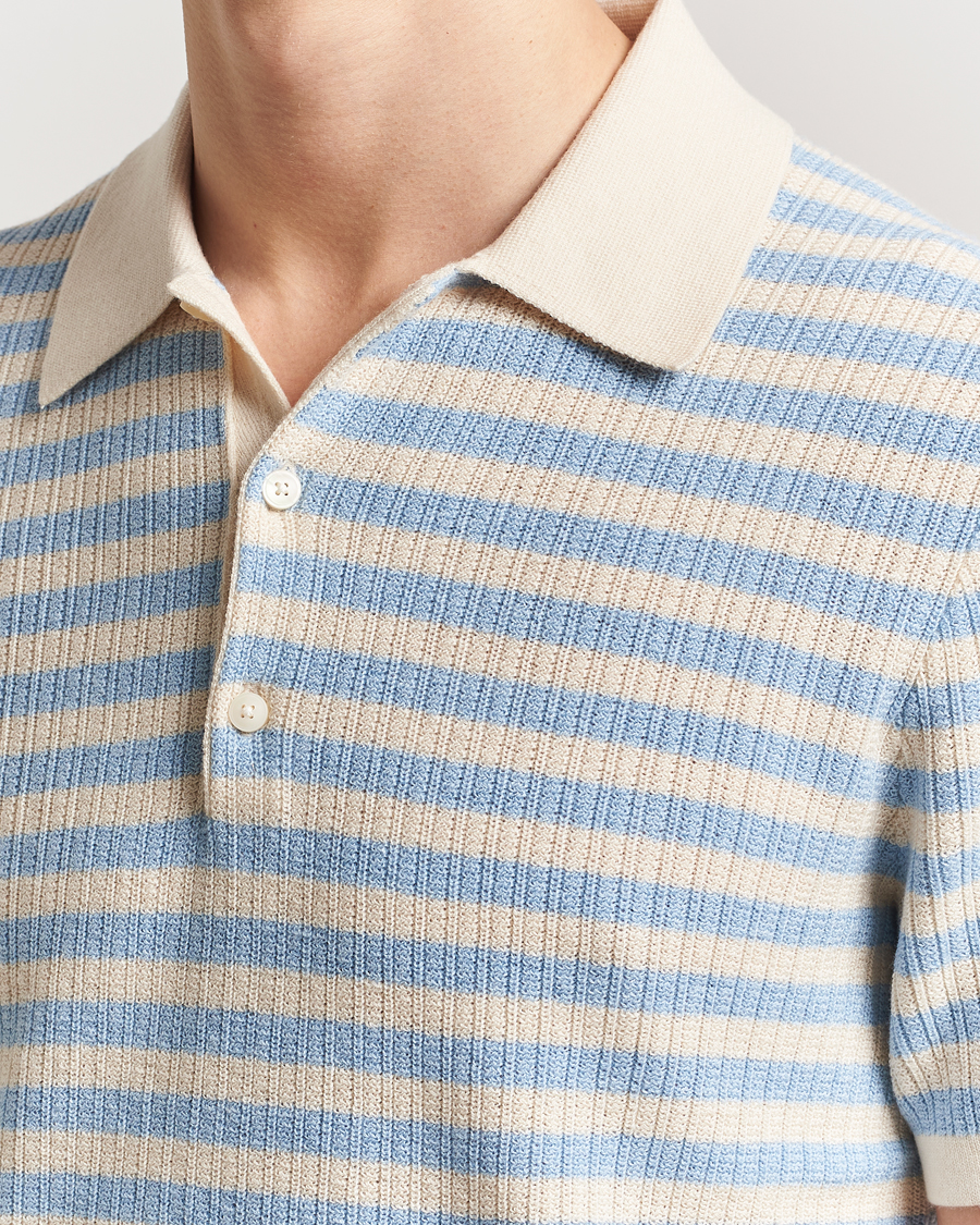 Herr | Pikéer | Tiger of Sweden | Erros Knitted Striped Polo Light Blue