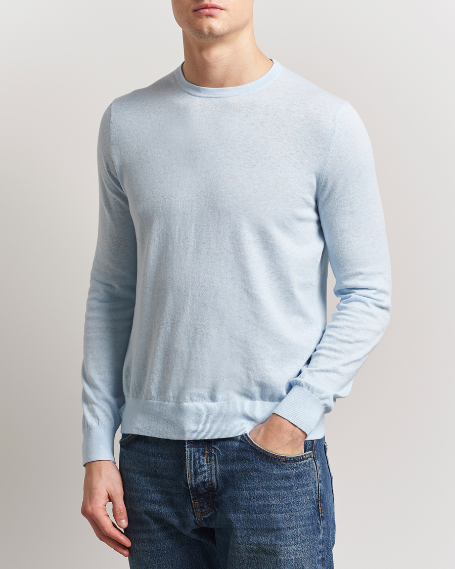Herr | Tröjor | Tiger of Sweden | Connor Linen/Cotton Sweater Light Blue