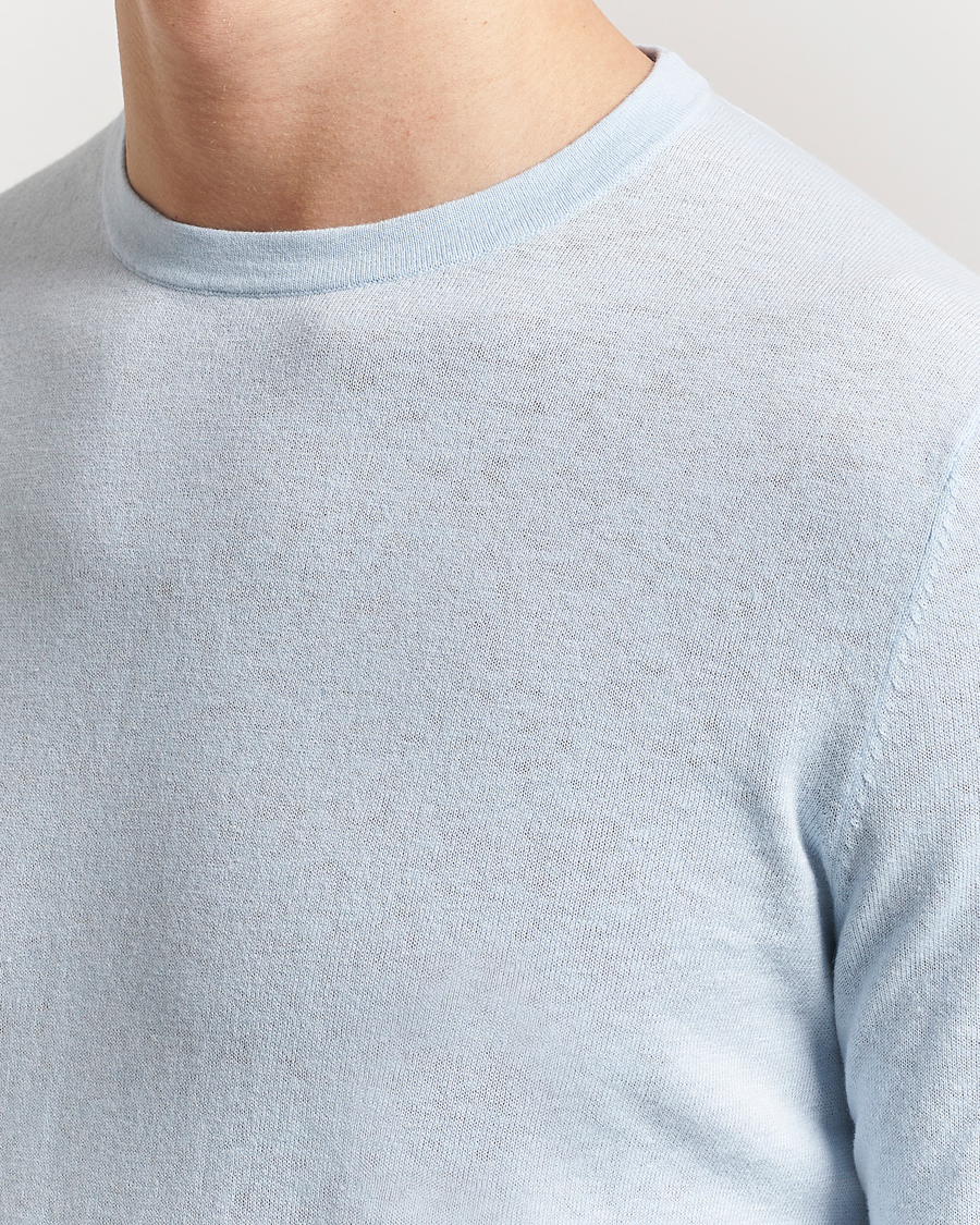 Herr | Tröjor | Tiger of Sweden | Connor Linen/Cotton Sweater Light Blue