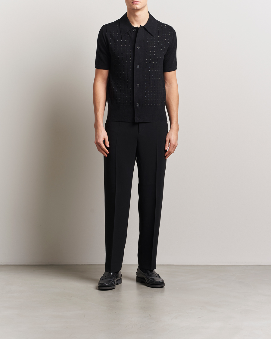 Herr | Skjortor | Tiger of Sweden | Araawen Knitted Short Sleeve Shirt Black