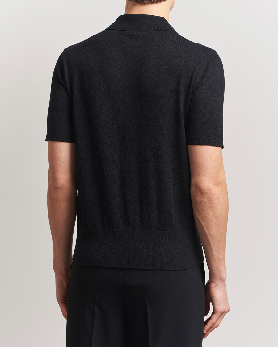 Herr | Skjortor | Tiger of Sweden | Araawen Knitted Short Sleeve Shirt Black