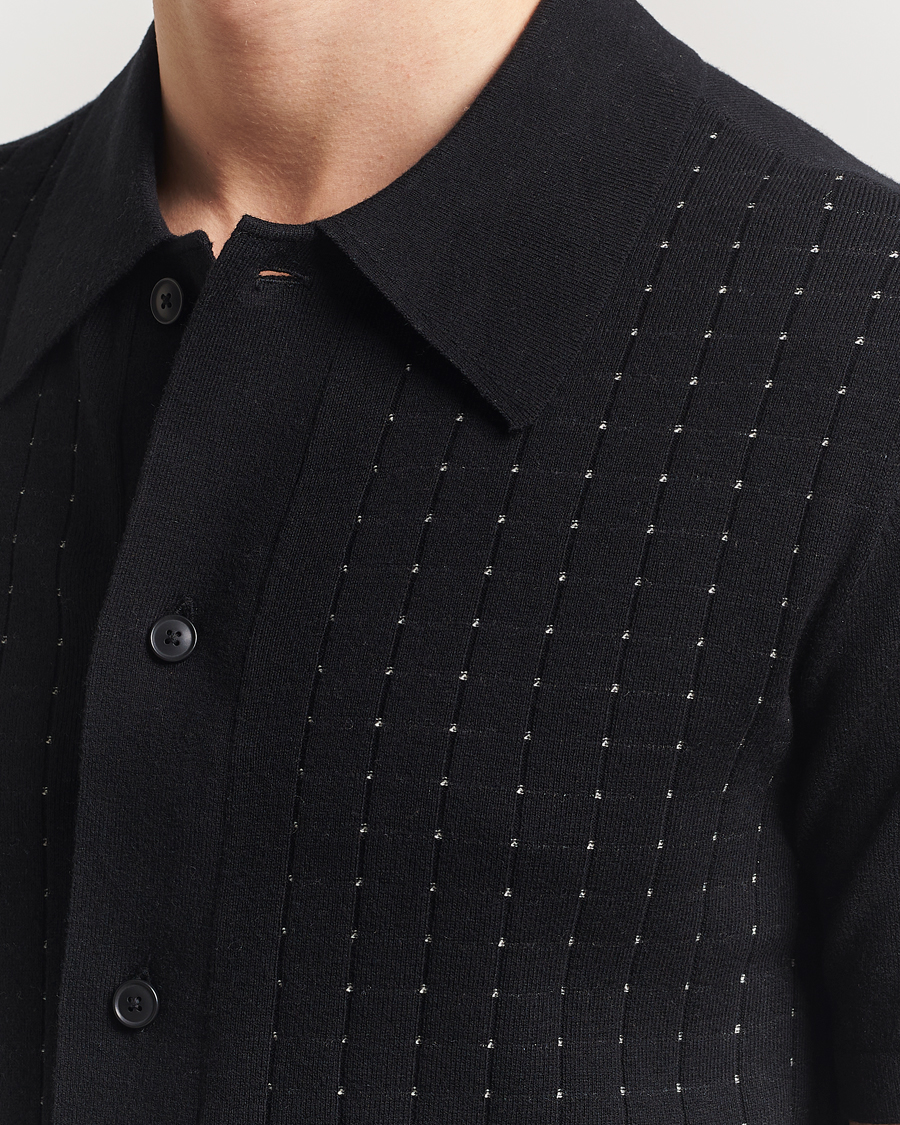 Herr | Skjortor | Tiger of Sweden | Araawen Knitted Short Sleeve Shirt Black
