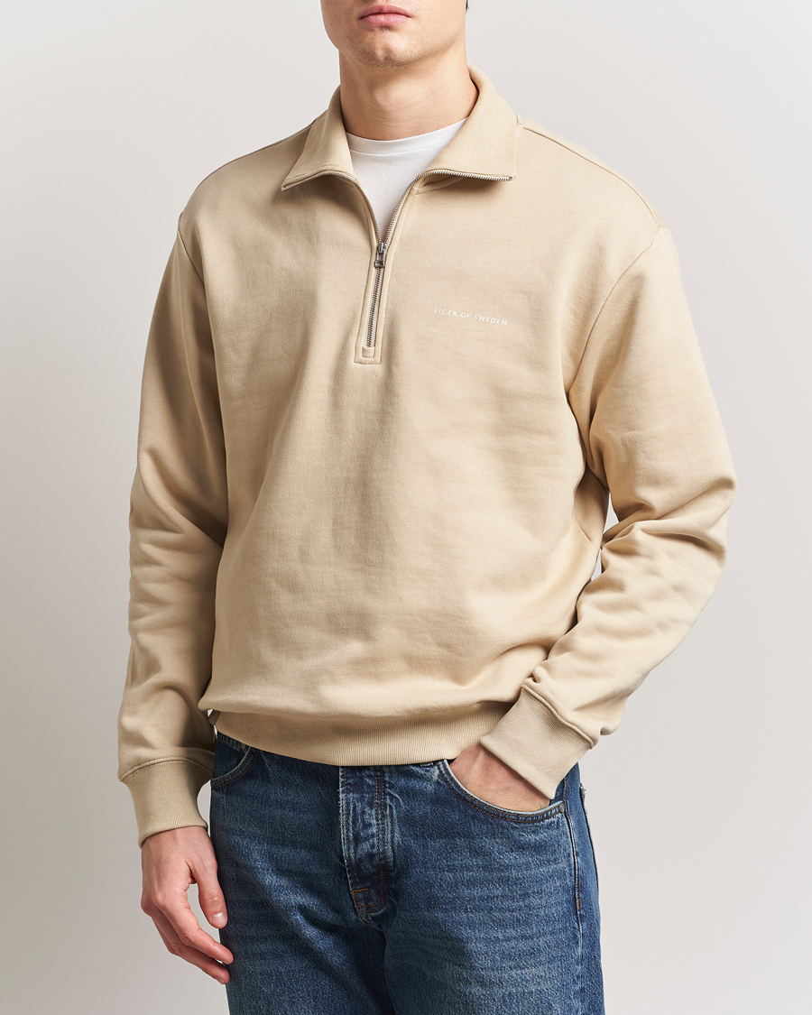 Herr | Tröjor | Tiger of Sweden | Marlon Half Zip Sweatshirt Practical Beige