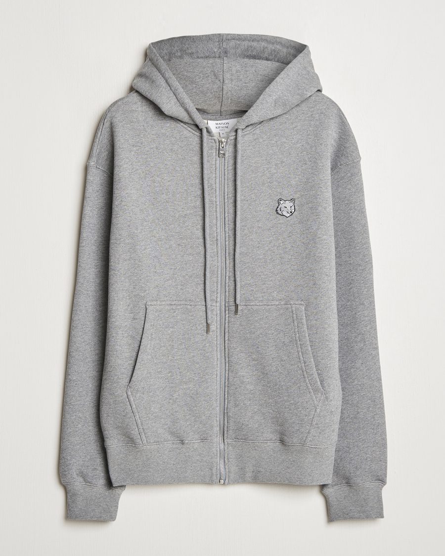 Herr | Tröjor | Maison Kitsuné | Tonal Fox Head Full Zip Hoodie Medium Grey Melange
