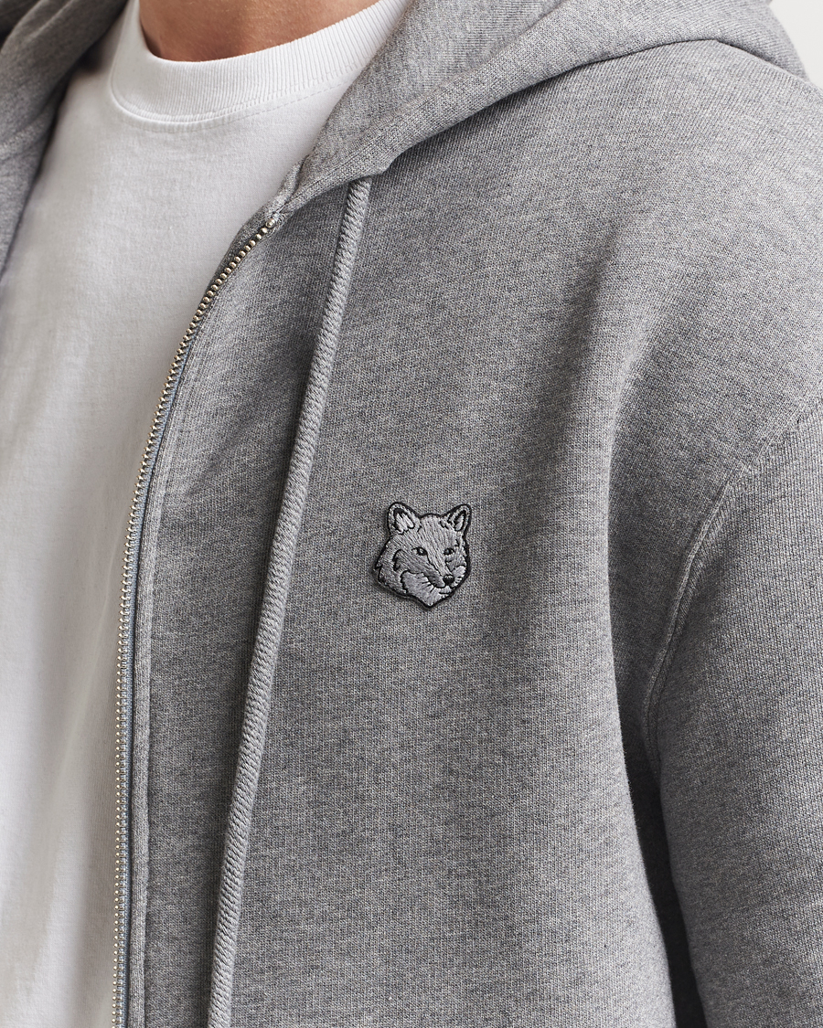 Herr | Tröjor | Maison Kitsuné | Tonal Fox Head Full Zip Hoodie Medium Grey Melange