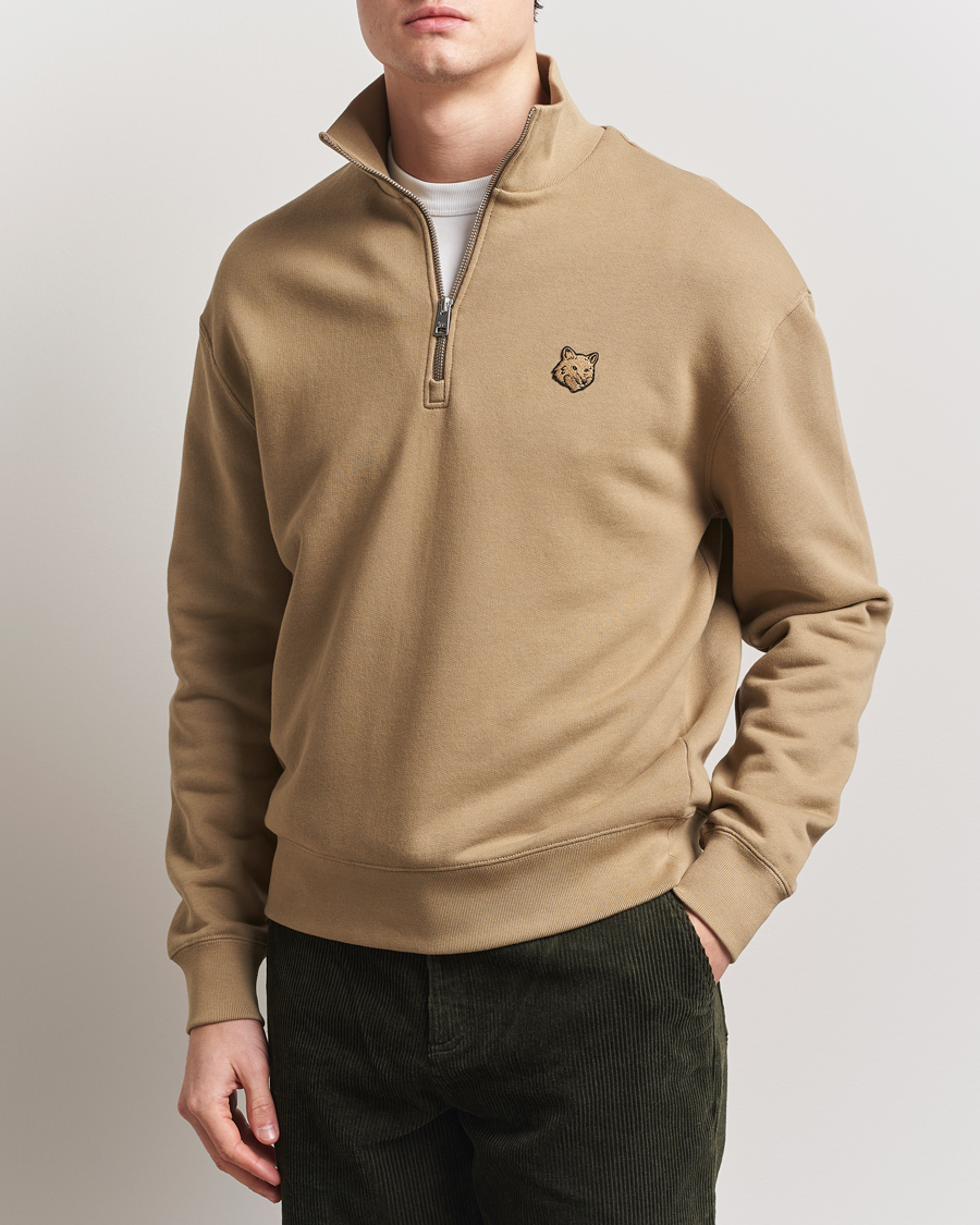 Herr | Tröjor | Maison Kitsuné | Tonal Fox Head Half Zip Sweatshirt Cardamon
