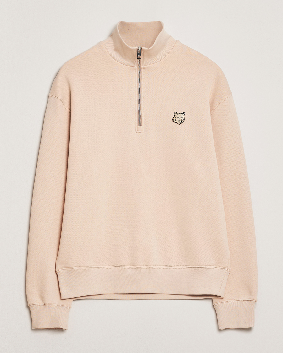 Herr | Tröjor | Maison Kitsuné | Tonal Fox Head Half Zip Sweatshirt Smoke Beige