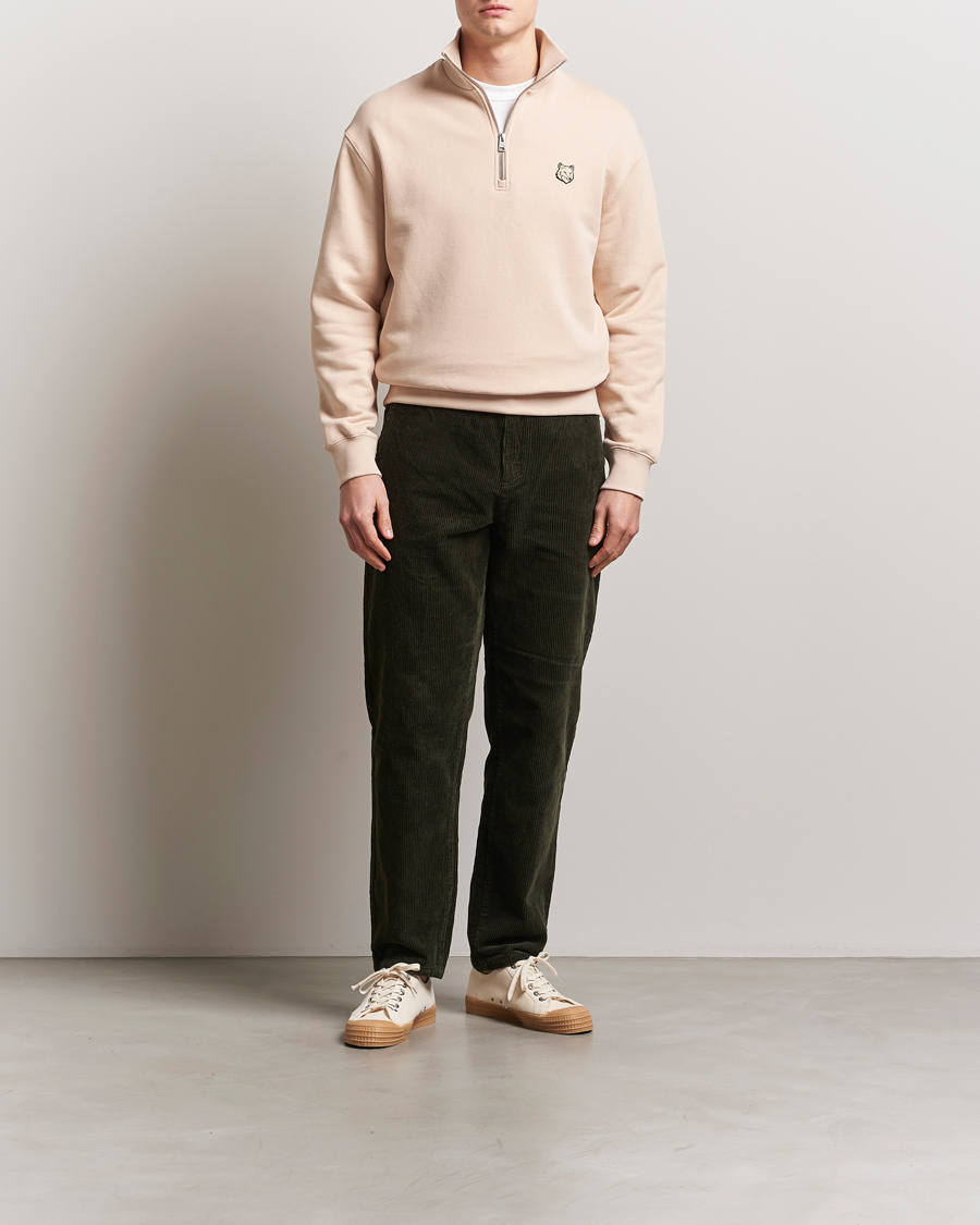 Herr | Tröjor | Maison Kitsuné | Tonal Fox Head Half Zip Sweatshirt Smoke Beige