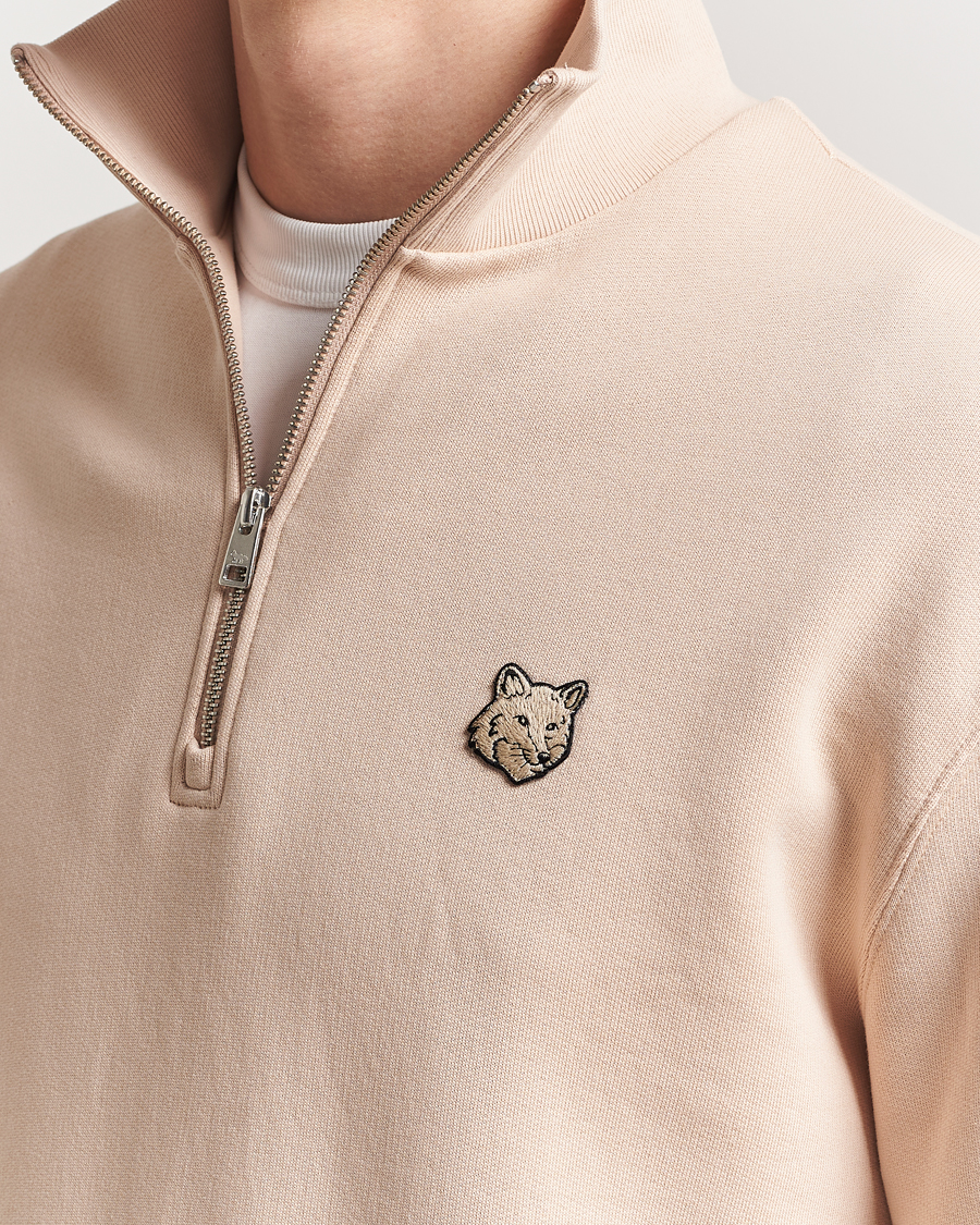 Herr | Tröjor | Maison Kitsuné | Tonal Fox Head Half Zip Sweatshirt Smoke Beige