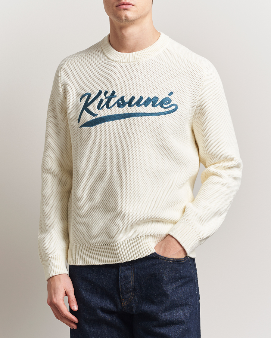 Herr | Tröjor | Maison Kitsuné | Varsity Embroidered Sweater Milk