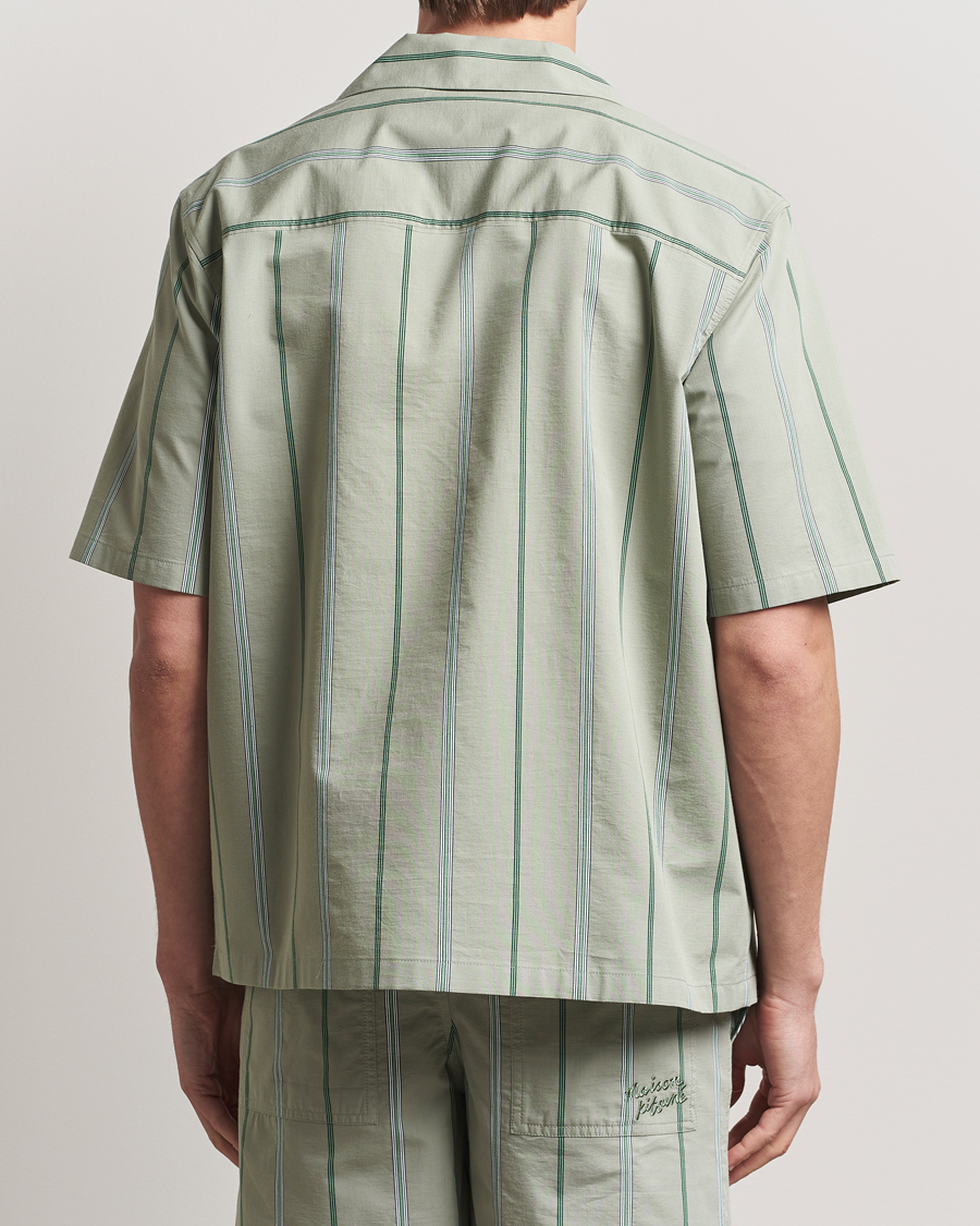 Herr | Skjortor | Maison Kitsuné | Resort Striped Short Sleeve Shirt Vert De Gris
