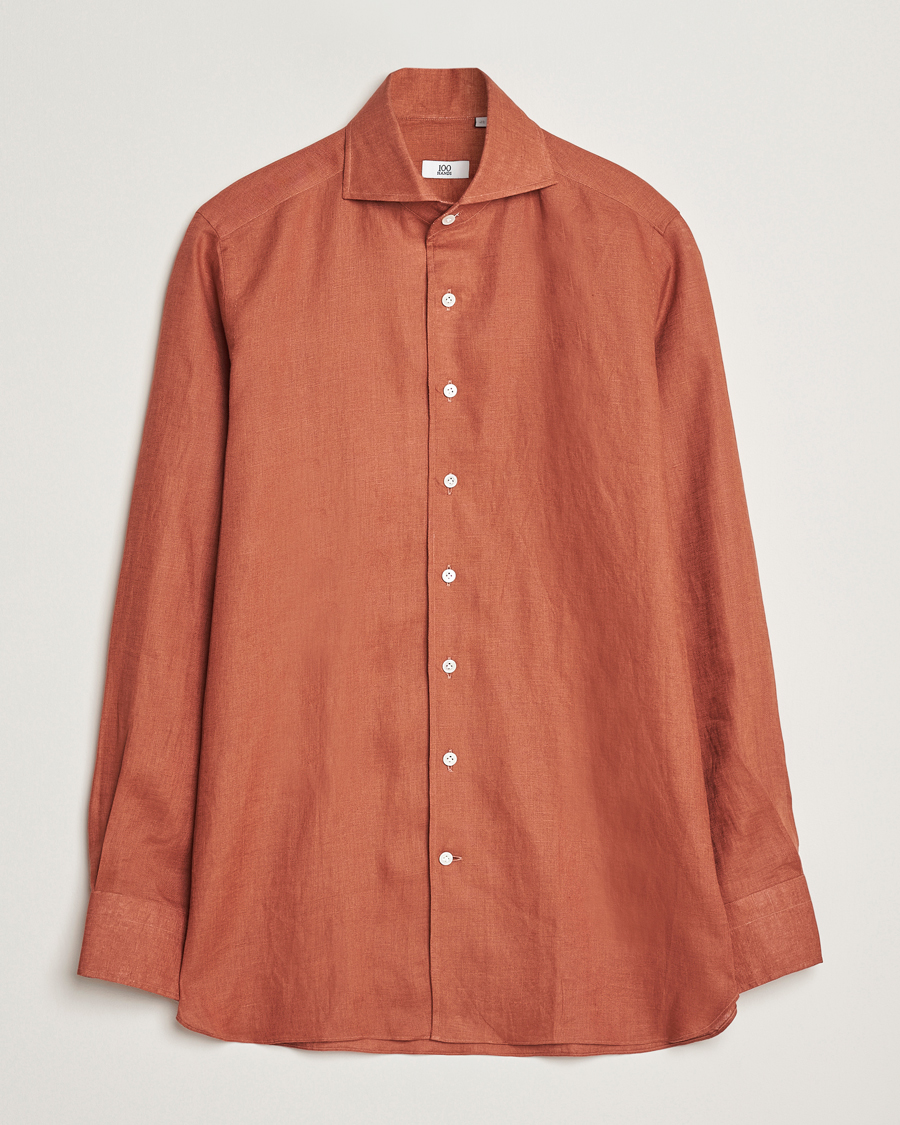 Herr | Skjortor | 100Hands | Cut Away Linen Shirt Rust