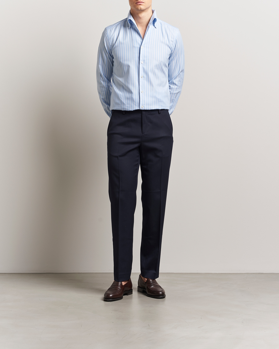 Herr | Skjortor | 100Hands | Striped Button Down Oxford Shirt Blue