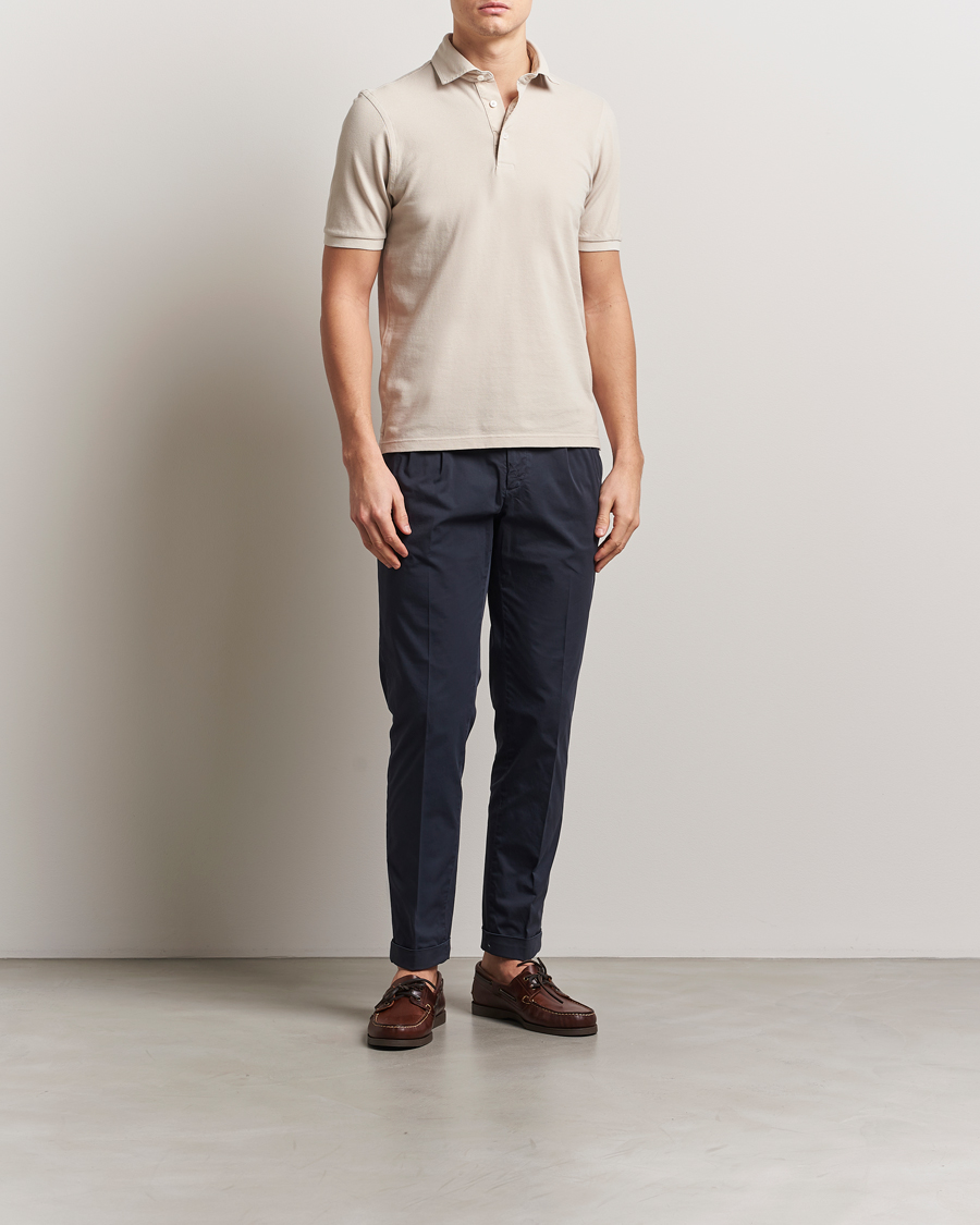 Herr | Pikéer | Gran Sasso | Washed Polo Beige Melange
