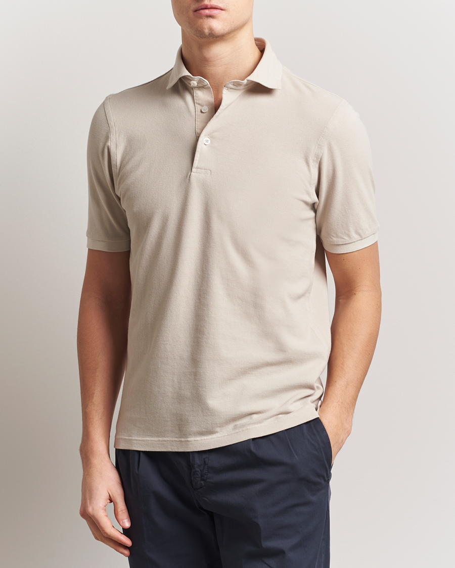 Herr | Pikéer | Gran Sasso | Washed Polo Beige Melange