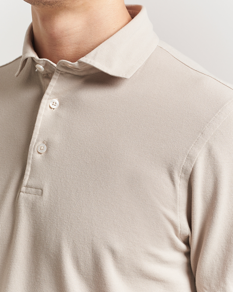 Herr | Pikéer | Gran Sasso | Washed Polo Beige Melange
