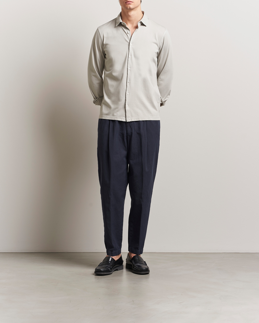 Herr | Skjortor | Gran Sasso | Washed Cotton Jersey Shirt Beige