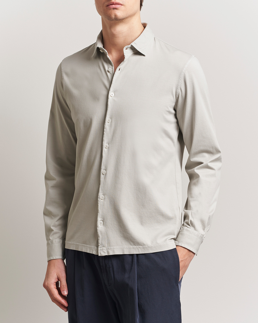 Herr | Skjortor | Gran Sasso | Washed Cotton Jersey Shirt Beige
