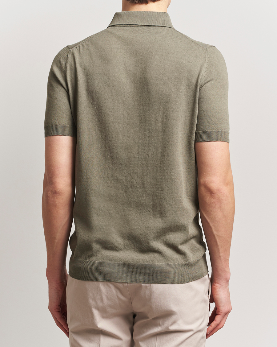 Herr | Pikéer | Gran Sasso | Cotton Knitted Polo Olive Melange