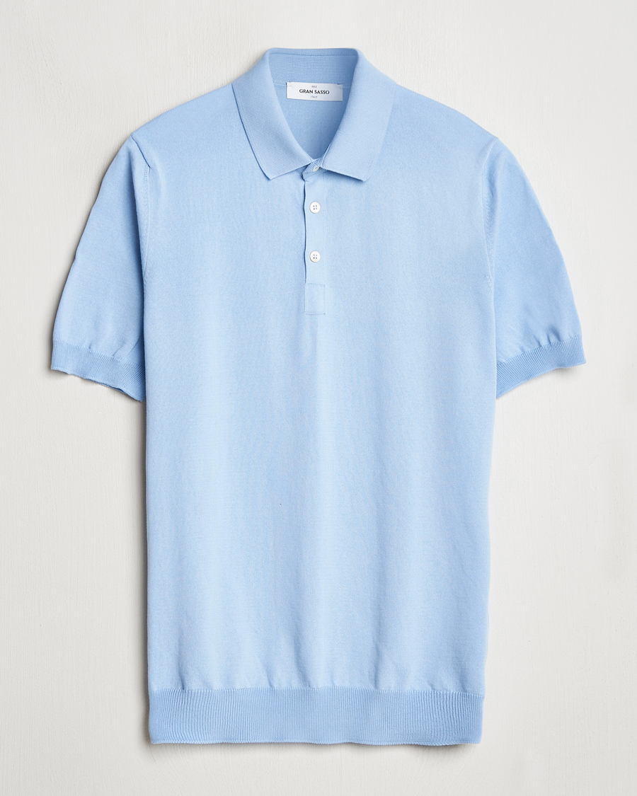 Herr | Pikéer | Gran Sasso | Cotton Knitted Polo Blue Melange