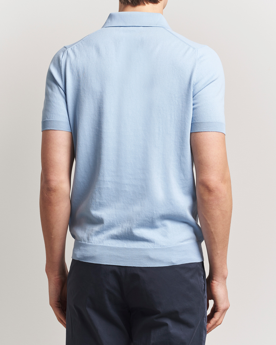 Herr | Pikéer | Gran Sasso | Cotton Knitted Polo Blue Melange