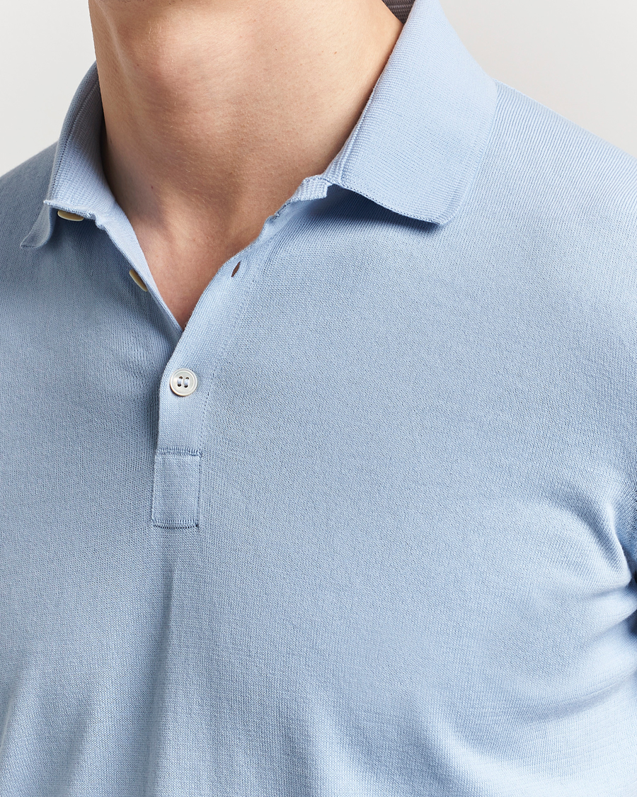 Herr | Pikéer | Gran Sasso | Cotton Knitted Polo Blue Melange
