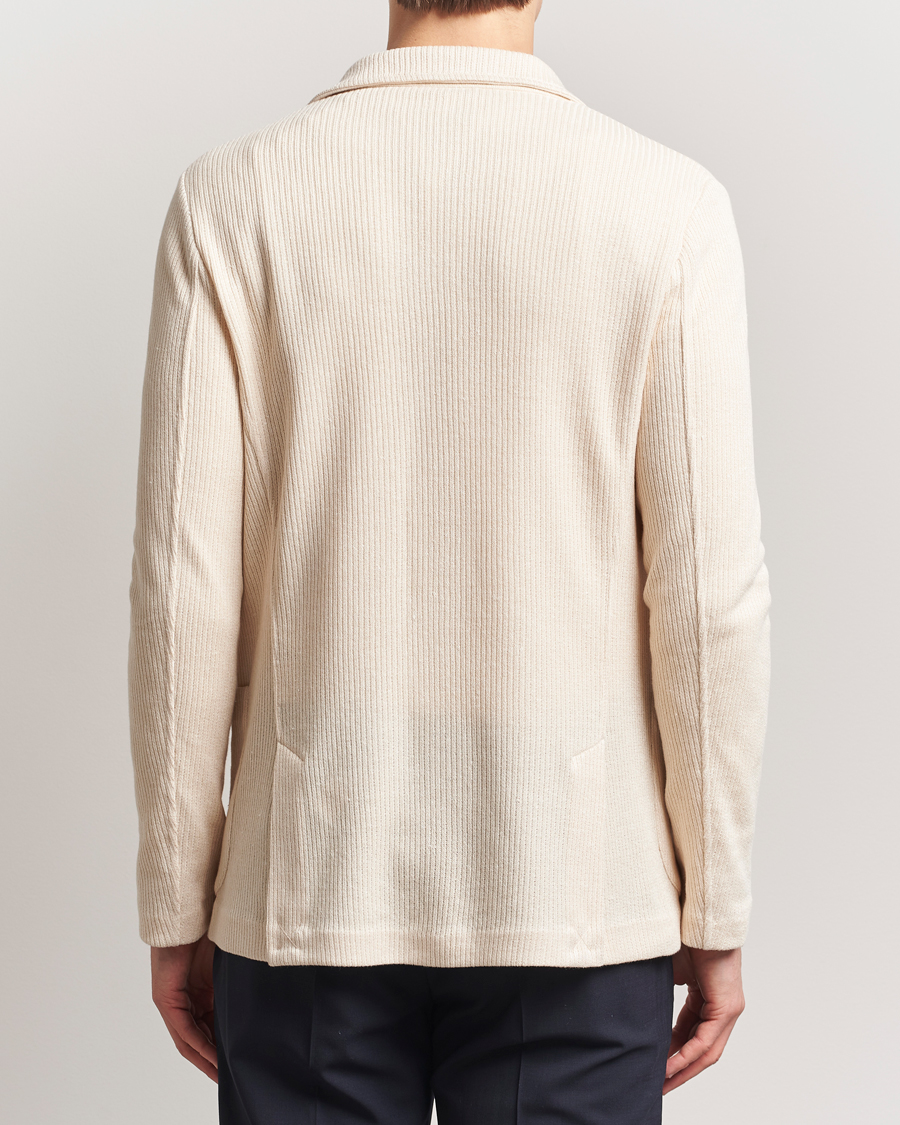 Herr | Kavajer | Gran Sasso | Linen/Cotton Knitted Blazer Cream