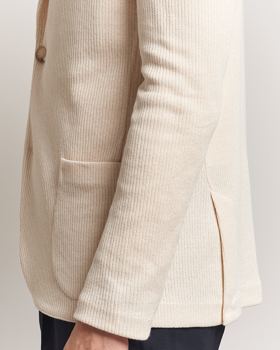 Herr | Kavajer | Gran Sasso | Linen/Cotton Knitted Blazer Cream