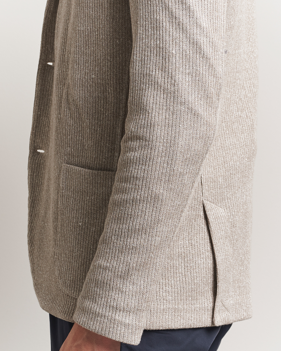 Herr | Kavajer | Gran Sasso | Linen/Cotton Knitted Blazer Beige Melange