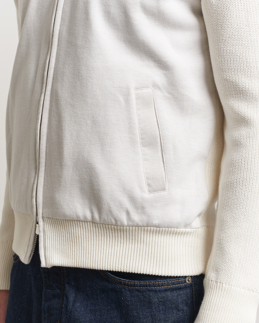 Herr | Tröjor | Gran Sasso | Cotton Knitted Full Zip Hoodie Cream