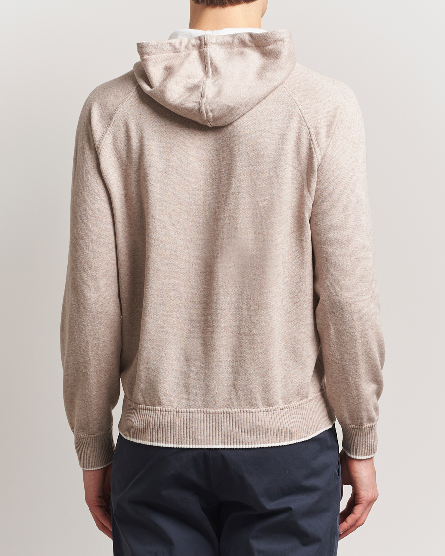 Herr | Tröjor | Gran Sasso | Cotton/Cashmere Knitted Hooded Full Zip Beige