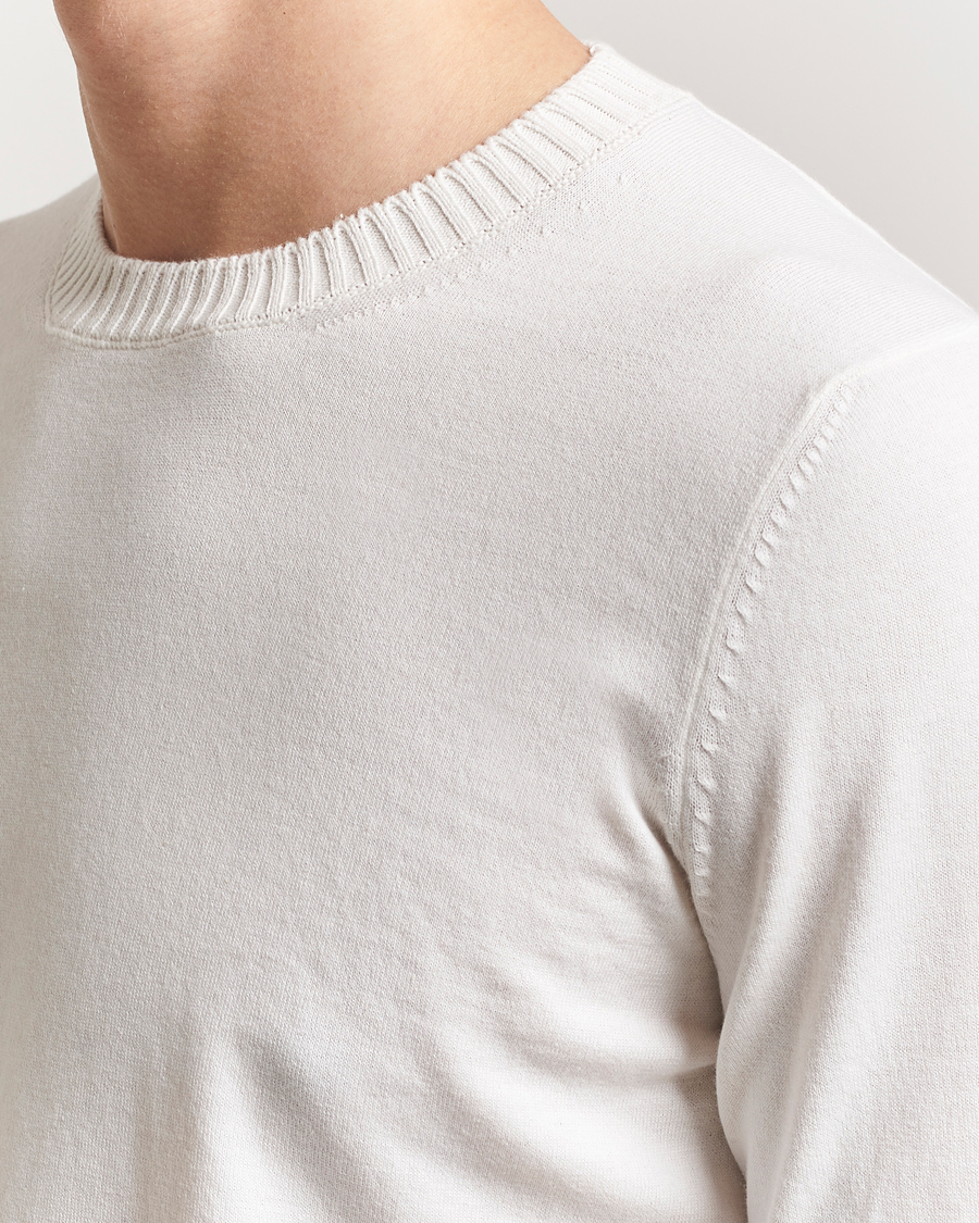 Herr | Tröjor | Gran Sasso | Cotton/Cashmere Knitted Crew Neck Sweater Cream Melange