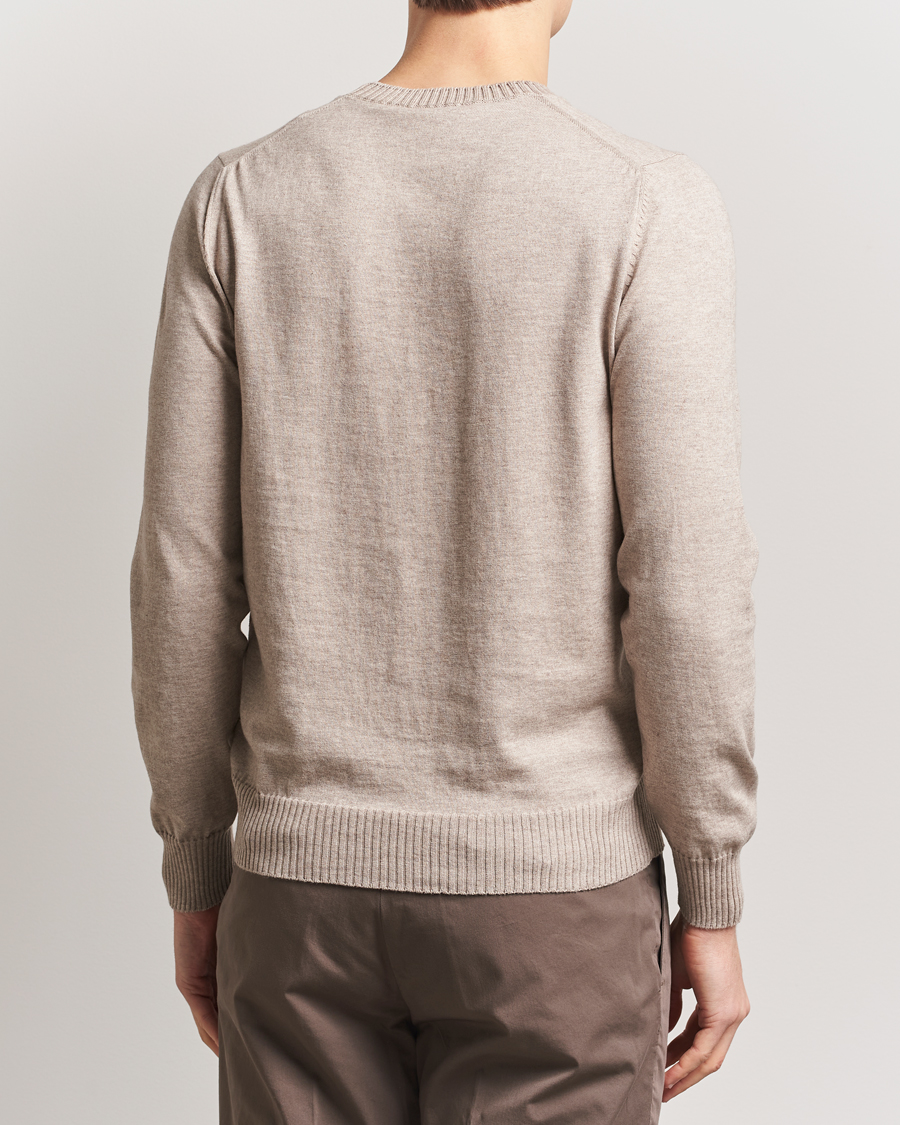 Herr | Tröjor | Gran Sasso | Cotton/Cashmere Knitted Crew Neck Sweater Beige Melange