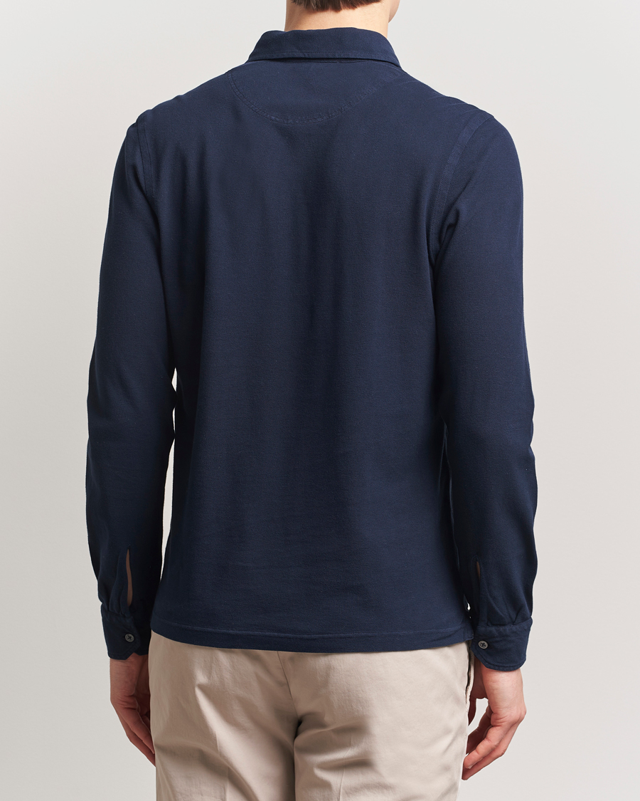 Herr | Pikéer | Gran Sasso | Washed Long Sleeve Polo Navy