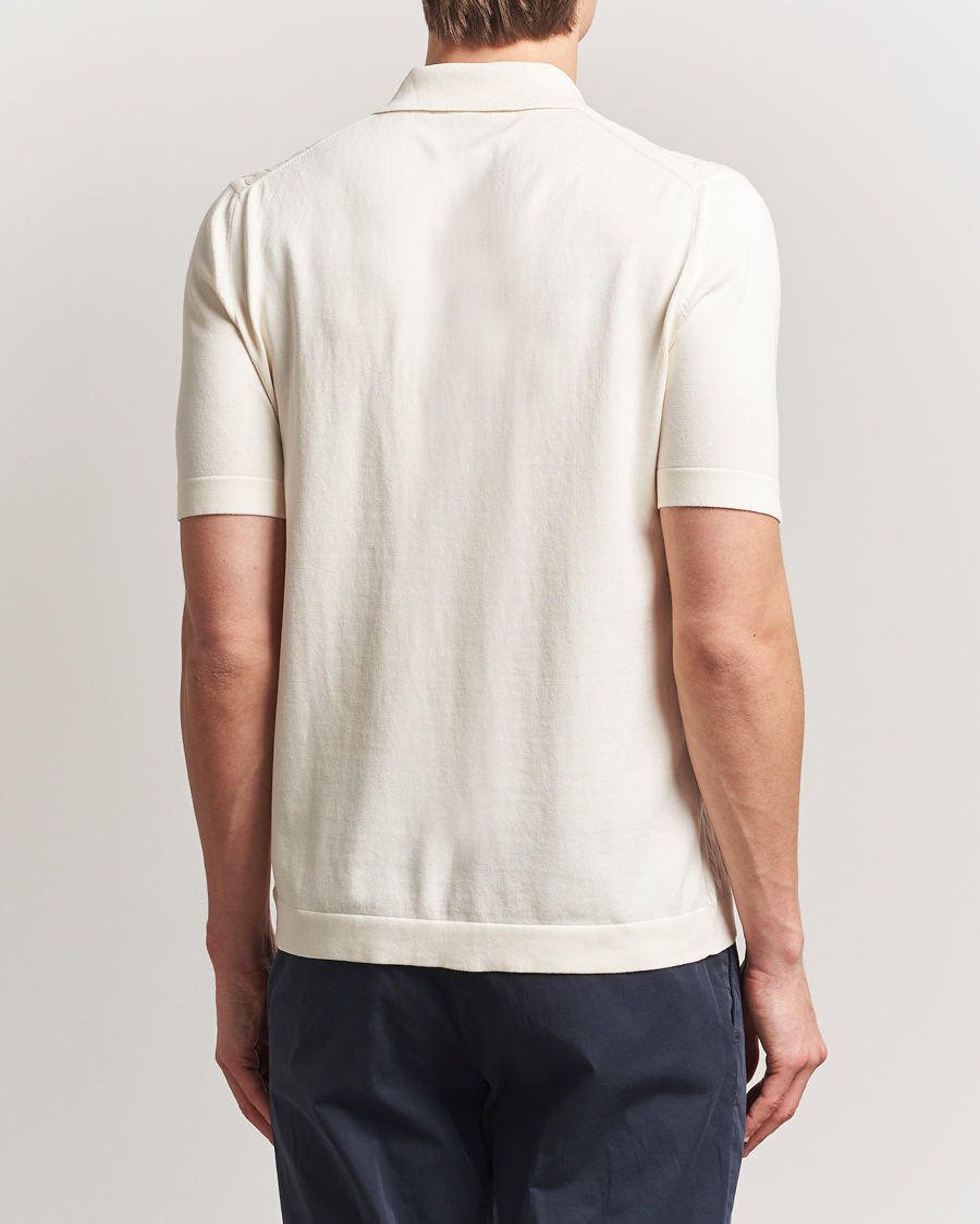 Herr | Skjortor | Gran Sasso | Cotton Cable Knitted Short Sleeve Shirt Cream