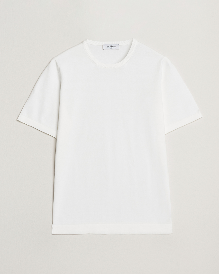 Herr | T-Shirts | Gran Sasso | Cotton Knitted Crew Neck T-Shirt White